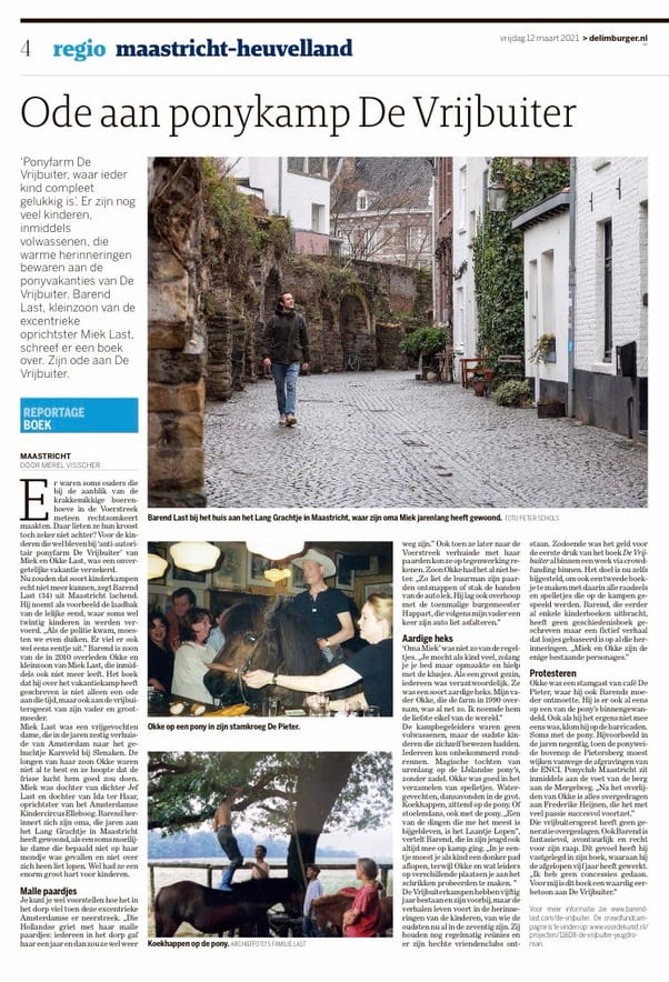 Krantenartikel over De Vrijbuiter
